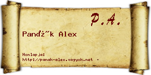 Panák Alex névjegykártya